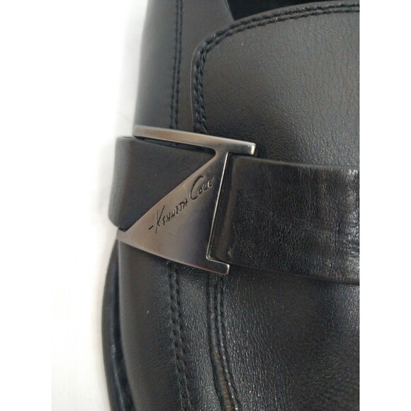 Kenneth Cole Size 8M Run Around Black Leather Slip On Dress Shoes Square Toe - Picture 9 of 11